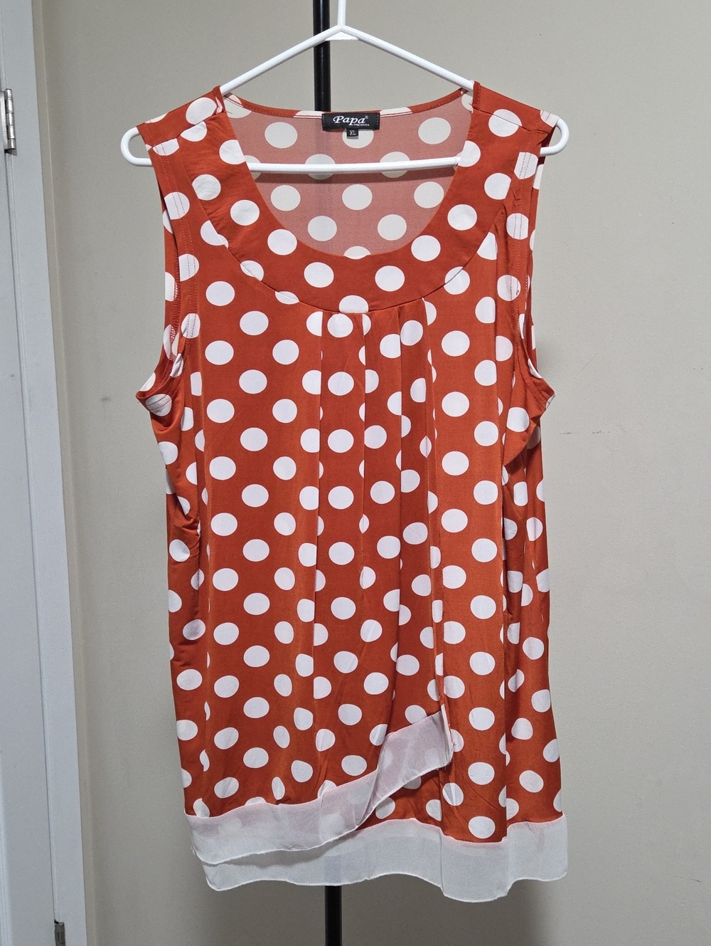 Papa Vancouver Rust Orange Polka Dot Sleeveless Camisole